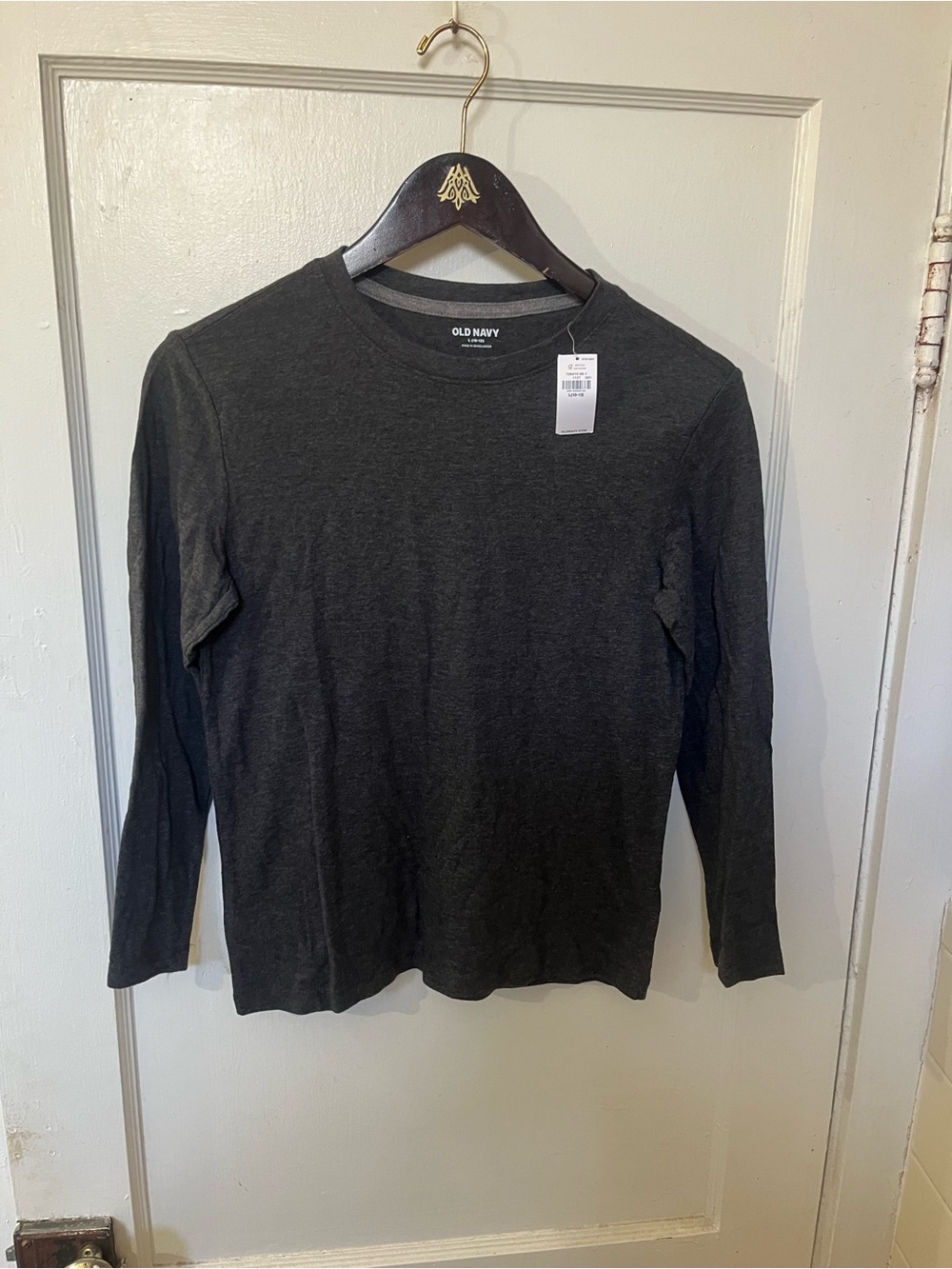 Old Navy Boys Size L (8-10) Long Sleeve Crew Neck T-Shirt - Dark Gray NWT
